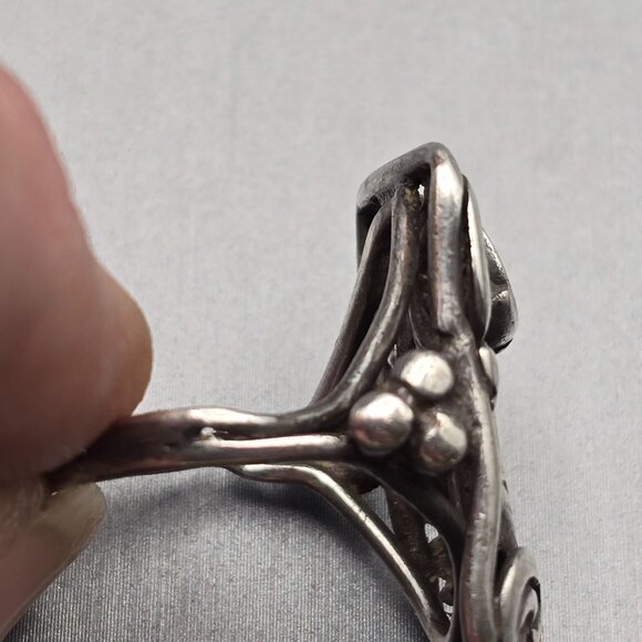 VTG Sterling Silver Leaf & Swirl Ring Size 5 Native American Style Acid Tested - Picture 6 of 9